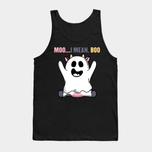 cow cow ghost Halloween Moo I Mean Boo cow halloween costume Tank Top